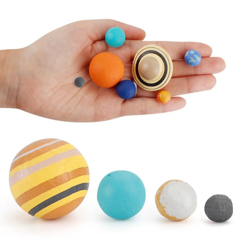 Nine Planets Solar System Model Kit Cake Topper For Astronomy Lovers Realistic Planet Figures Mercury Venus Earth Mars Jupiter Saturn Uranus Neptune, hand-held set