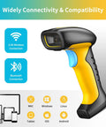 Upgraded Industrial Bluetooth Barcode Scanner With Charging Dock, Wireless 2D And 1D Reader, 2600mAh Battery, showing connectivity options