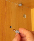 Installing metal pin rubber sleeve holder on wooden shelf for Heavy Duty Shelf Brackets With Non Slip Glass Plate Supports And Metal Pin Rubber Sleeve Holders Wall Mount Shelf Brackets For Closet Pantry Garage Beefy Load Bearing For Tools Books And Kitchenware