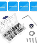 Pro Grade All In One Stainless Steel 304 Hex Bolts Nuts And Washers Kit 130 Piece Assortment with bolts, nuts, and washers visible
