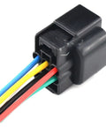 Rock Solid Six Pin Waterproof Wire Harness Connector For Car Headlights And Fog Lamps Featuring Slick Sealed Contacts And Plug And Play Installation Built Different To Handle Any Road Condition Smoothly - close up view of wires and connector.