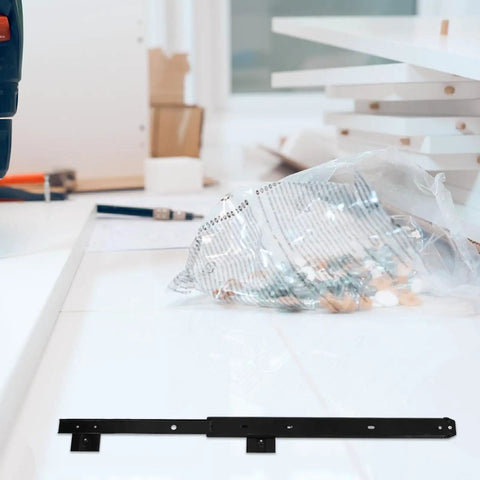 Slick Glide Keyboard Tray Slides With Bottom Mount Drawer Rails 35mm Width Cold Rolled Steel on workspace with tools.