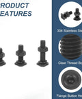 M6 X 18mm Flanged Button Head Socket Cap Screws Kit Dope Stainless Steel 304 Black Finish With Nuts Flat And Lock Washers 20 Pieces