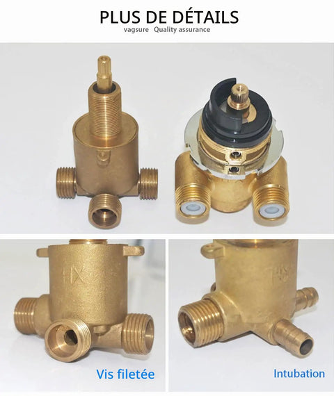 Four Way Brass Shower Valve With G Half Inch Threads And versatile two three or four outlet config anti scald safety lock.