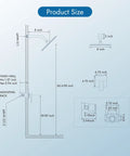 Product diagram for Shower Faucet Set With Rainfall Head And No Fuss Handle Valve Modern Wall Mount 8 Inch Matte Black