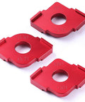 Rock Solid Aluminum Router Template Set Delivering Hella Precise Radius Cutting From R5 To R30, three anodized red jigs for clean edge shaping.