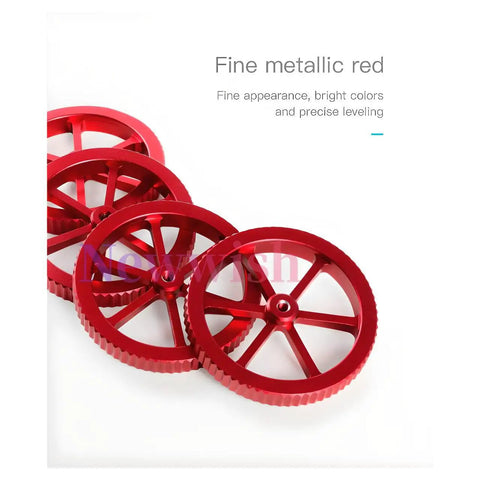 Red metallic leveling nuts from Ender 3 Bed Leveling Upgrade Kit To Tune Up Your Printer With Metal Leveling Nuts High Torque Springs.