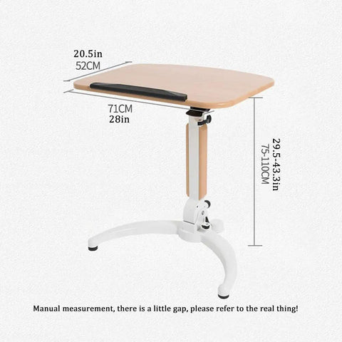 Mobile Height Adjustable Standing Desk With Sturdy Silent Rolling Casters And Flexible Tray Surface showing dimensions and design details.