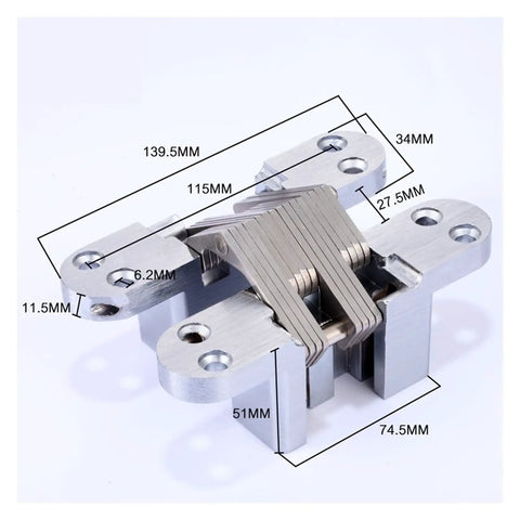 Heavy Duty Concealed Pivot Hinge For Folding Doors And Cupboards Stainless Steel with dimensions 139.5MM x 115MM x 34MM