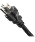 Close-up of power plug on the 9 ft cord of the 3-Outlet Heavy Duty Power Strip With Metal Housing, Mountable Wall Or Under Desk