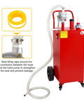 Red 30 Gallon Gas Caddy With Pump On Four Wheels, Ready To Roll Portable Fuel Tank For Boat, ATV, Car, Motorcycle, UTV