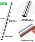 Two Pack Golf Club Shaft Extensions 0.6 Inch Steel For Iron And Wood Clubs Upgrade Kit showing size and features
