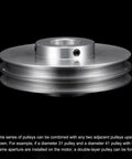 Heavy Duty V Type Single Groove Pulley 20mm Bore 100mm Outer Diameter Aluminum Alloy for 6mm PU Round Belt, side view.