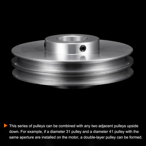 Heavy Duty V Type Single Groove Pulley 20mm Bore 100mm Outer Diameter Aluminum Alloy for 6mm PU Round Belt, side view.