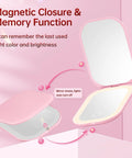 Ultra Slim LED Pocket Mirror With 1X And 3X Magnification, Rechargeable Type C Travel Mirror closed and open with lights