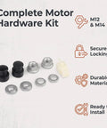 Heavy Duty Electric Bike Hub Motor Axle Nut Kit M12 Front Lock Nut Secure Washers and Durable Cover fits 12mm shaft components.