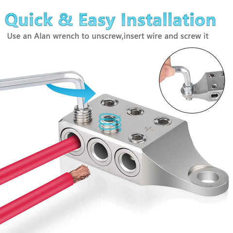 Heavy Duty Battery Post Terminals For One Zero To Six AWG Side Post And Top Post With Bolt Six Way Terminal Design installation