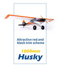 Arrows RC Plane For Adults Ultimate Husky 1800mm with Vector Flight Stabilization System PNP Ready, red and black trim design