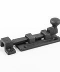 Solid As A Rock Heavy Duty Wrought Iron Slide Bolt Latch With Classic Ball Tip Handle, 3.5 inches, black finish