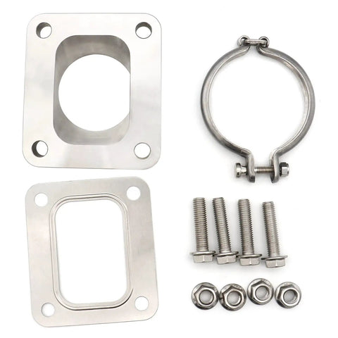 Stainless Steel V Band Turbo Adapter 0.72 A R IWG T4 With Anti Surge Ported Shroud components including adapter, clamp, bolts