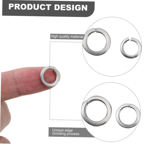 600 Pcs Stainless Steel Spring Lock Washers Set for Vibration Resistance in Automotive Electrical Applications, Heavy Duty Split Lock Washers Kit for Quick Fixes and Long Lasting Hardware Solutions. stainless steel split lock washers on finger