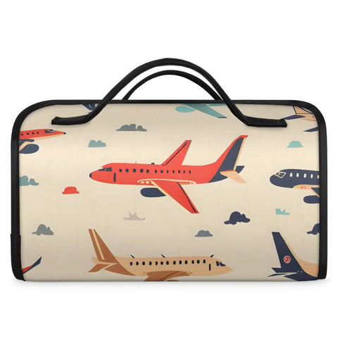 Airplane Style Hanging Roll Up Cosmetic Bag With Four Removable Pouches Waterproof Foldable Travel Makeup Organizer For Women