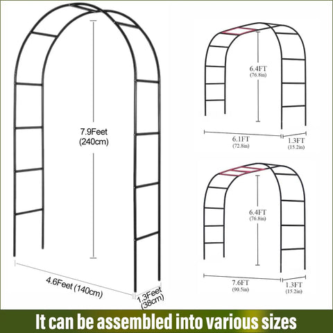 Versatile Garden Pergola Arch With Two Size Setup 7 Ft 6 In Wide By 6 Ft 5 In High Or 4 Ft 6 In Wide By 7 Ft 10 In High diagram
