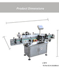 Top Shelf Automatic Vertical Labeling Machine For Round Bottles Smooth Circumferential Wrapping dimensions 78.74x43.31x62.99 inches.