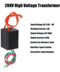 2 Pack DC 3.6V-6V to 20kV High Voltage Boost Module 1.5A Tesla Coil Style Power Converter with input and output wires visible