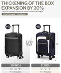 Flight Ready Carry On Luggage 22x14x9 Inches Airline Approved Softside Spinner Wheels TSA Lock Ultra Lightweight Water Resistant