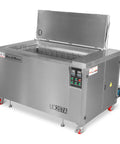 Top Shelf Ultrasonic Parts Washer Uses Rock Solid Three Phase Power To Blast Stubborn Oil Grease And Machining Debris From Metal Tools.
