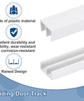 Close-up of Four Pack White Plastic Sliding Door Track Kit For One Quarter Inch Thick Panels with raised design and features.
