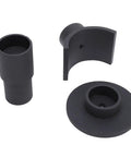 Components of Bottle Jack Adapter 1.5 Inch Diameter Beefy Heavy Duty Iron Floor Jack Saddle With Extension And Flat Pad displayed separately