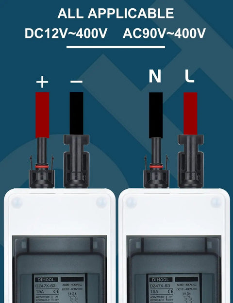 15 Amp Solar DC Disconnect Switch Outdoor Breaker Box With IP65 Waterproof UV Resistant PC Shell And Flame Retardant V1 Rated Housing