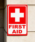 Heavy Duty 15x21 Inch Aluminum First Aid Sign, Weatherproof And Rust Free, Pre-Drilled For Easy Mounting on a wall