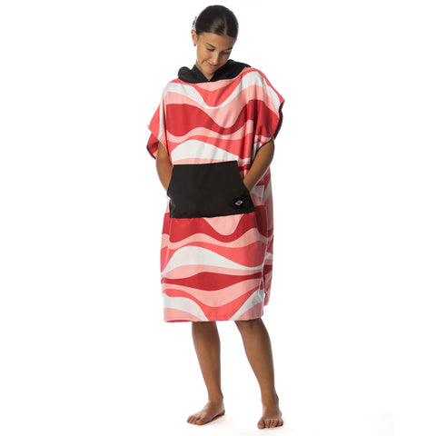Child wearing Kids Hooded Poncho Towel With Front Pocket Microfiber Quick Dry Swim Cover Up For Boys And Girls For Beach And Pool Absorbent