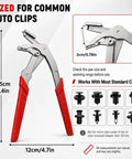 Professional Grade Auto Clip Pliers Built For Quick No Fuss Damage Free Extraction Of Car Trim Fasteners and Panel Removers Featuring Angled Stainless Steel Jaws, 16.5cm long.