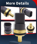 Close-up views of 2 Pin Engine Coolant Temperature Sensor for Audi and VW Cars, showing connectors and design details.
