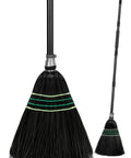 Heavy Duty Outdoor Broom With Stiff Bristles For Beast Mode Cleaning On Driveways Gardens Garages And More, close-up view.