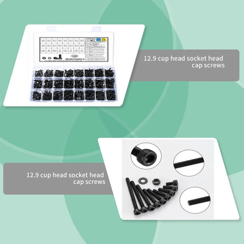 Complete Heavy Duty 1350 Piece Black Pan Head Hex Socket Cap Screw Assortment Kit With M2 M3 M4 M5 Metric Fasteners And Matching Nuts A Total No Brainer For Shop Projects