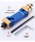 Hella Stable CNC Mills Vise Stop With Quick Slide Adjustments And Kickass Rugged Steel Build For Absolute Zero Drift Workpiece Location On T Slot Machine Tools, blue adjustable workpiece positioner and tools.