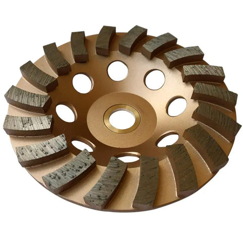 5 Inch Diamond Grinding Wheel For Concrete And Masonry With 18 Turbo Segments Grit 30/40 Medium Bond Pro Grade Arbor From 7/8 To 5/8 Inch For Wet Or Dry Use On Handheld Angle Grinders