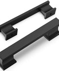 Two Pack 3.75 Inch Matte Black Cabinet Pulls for Kitchen Cabinets and Dressers 96mm Hole Centers with sleek modern design
