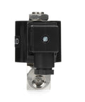 Front view of Quarter Inch High Pressure Solenoid Valve 160 Bar Stainless Steel 12V DC High Temperature IP65 for fluid control