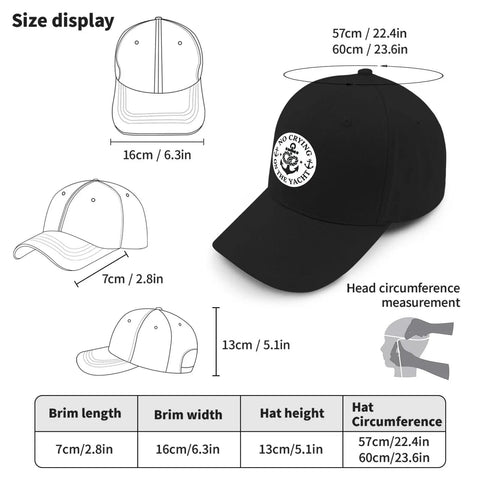 Lightweight All Season Hat for Women and Men, Adjustable Cap With Breathable Fit, size display diagram in black color
