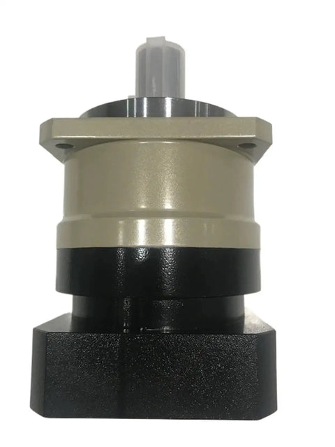 Heavy Duty Helical Gear Reducer Planetary Gearbox Built Tough As Nails For Industrial Jobs With Smooth Power Transmission 3 To 10 Speed Ratios For 80Mm 750W Ac Servo Motor 19Mm Input Shaft, close-up view of gearbox.