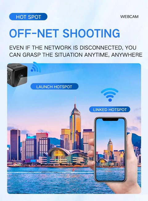 Wireless WiFi Camera Indoor Outdoor 1080P HD Home Security System With Smart App Remote Viewing and smartphone hotspot pairing