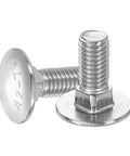 Heavy Duty 20 Pack M8 X 20mm Square Neck Carriage Bolts Crafted From Premium 304 Stainless Steel For Rock Solid Auto Garage Upgrades Built Different To Take On Tough Job Site Demands Without Breaking A Sweat, showing two square neck bolts.