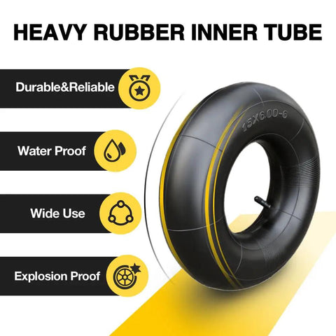 Heavy Duty 2 Pack 15x6.00-6 Inner Tubes With TR13 Straight Valve Stem showing durability and uses