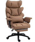 Big And Tall Office Chair With Pocket Spring Cushion And Plush Back High Back Comfy Ergonomic Gaming Style Desk Chair With Adjustable Armrests Lumbar Support Footrest Brown PU Leather